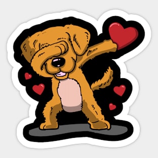 Cute Dabbing Dog red hearts Valentines Day Sticker